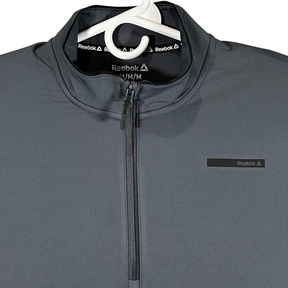 Reebok Mens RBK-Dry Quarter Zip Pullover Ebony Grey Jacket Size M